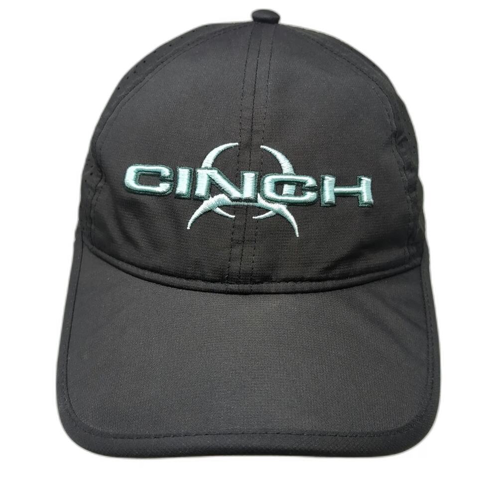 Cinch Trucker Hat Black One Size Perforated Snapback Performance Polyester Logo